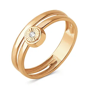 Кольцо из красного золота с фианитом