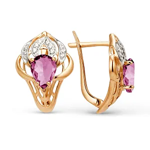 Серьги из красного золота с корундами
