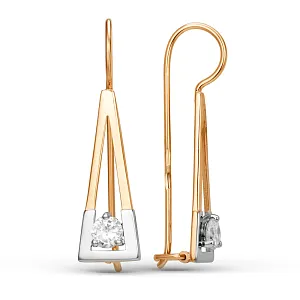 Серьги из красного золота с фианитами