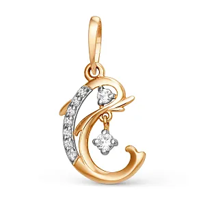 Подвеска из красного золота с фианитами