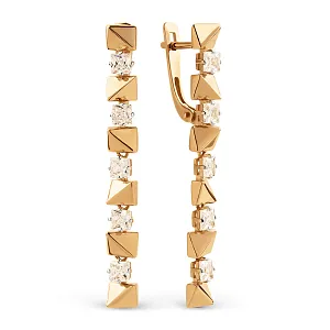 Серьги из красного золота с фианитами