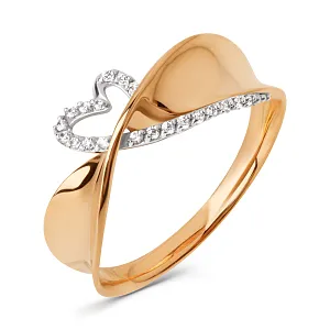 Кольцо из красного золота с фианитами