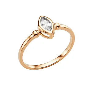 Кольцо из красного золота с фианитом