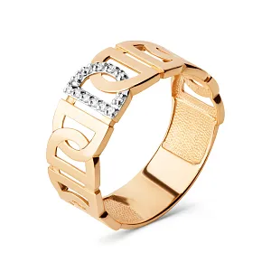 Кольцо из красного золота с фианитами