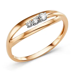 Кольцо из красного золота с фианитами