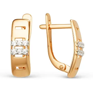 Серьги из красного золота с фианитами