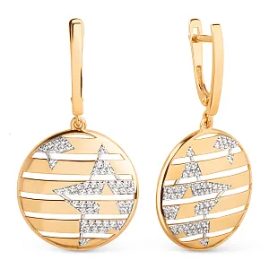 Серьги из красного золота с фианитами