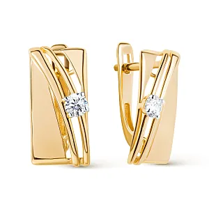 Серьги из красного золота с фианитами