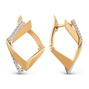 Серьги из красного золота с фианитами