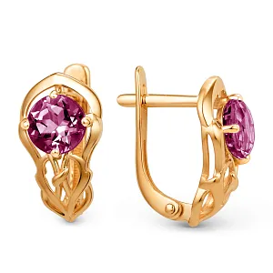 Серьги из красного золота с корундами