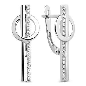 Серьги из белого золота с фианитами