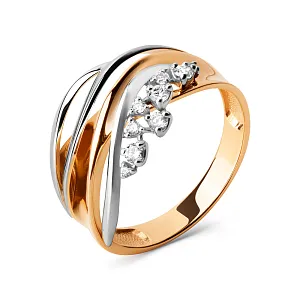 Кольцо из красного золота с фианитами