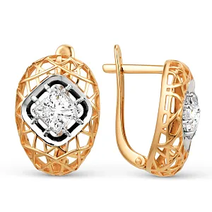 Серьги из красного золота с фианитами