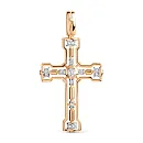 Крест из красного золота с фианитами