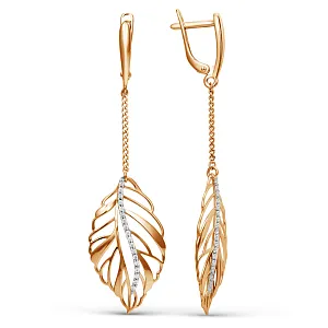 Серьги из красного золота с фианитами