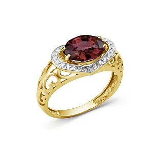 Кольцо из желтого золота с гранатом