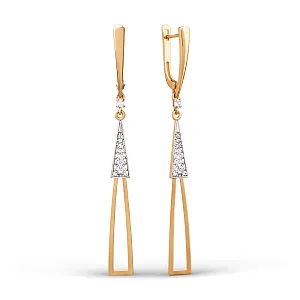 Серьги из красного золота с фианитами