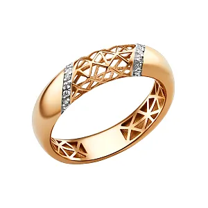 Кольцо из красного золота с фианитами