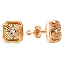 Серьги пусеты из красного золота с фианитами