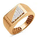 Кольцо печатка из красного золота с фианитами