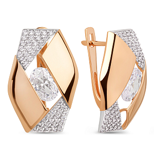 Серьги из красного золота с фианитами