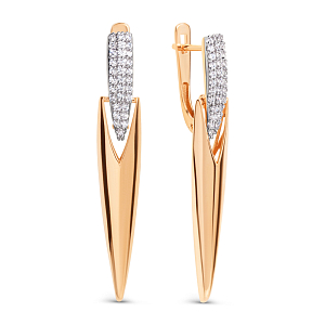 Серьги из красного золота с фианитами