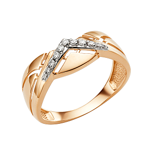 Кольцо из красного золота с фианитами