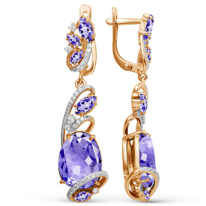 Серьги из красного золота с аметистами