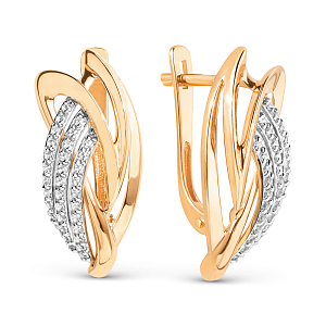 Серьги из красного золота с фианитами