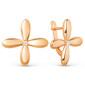 Серьги из красного золота с фианитами