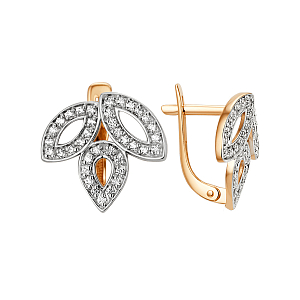 Серьги из красного золота с фианитами