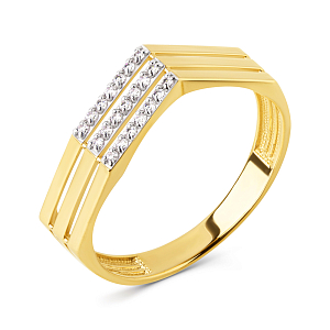 Кольцо из желтого золота с фианитами