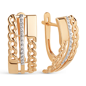 Серьги из красного золота с фианитами