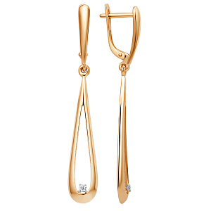 Серьги из красного золота с фианитами