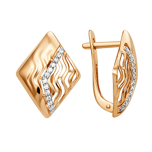 Серьги из красного золота с фианитами