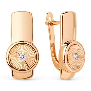 Серьги из красного золота с фианитами