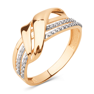 Кольцо из красного золота с фианитами