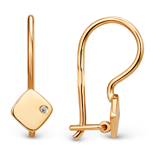 Серьги детские из красного золота с фианитами