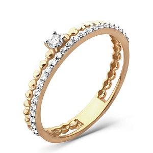 Кольцо из красного золота с фианитами