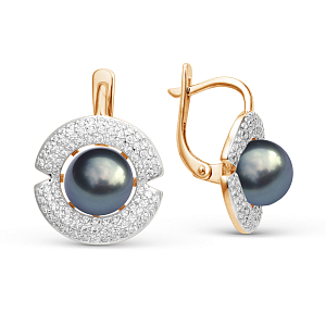 Серьги из красного золота с фианитами