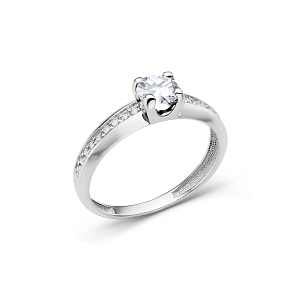 Кольцо из белого золота с фианитами