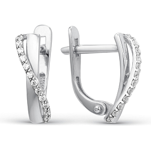 Серьги из белого золота с фианитами