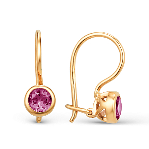 Серьги детские из красного золота с корундами