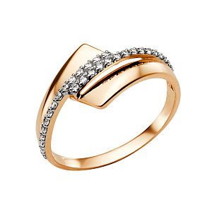 Кольцо из красного золота с фианитами