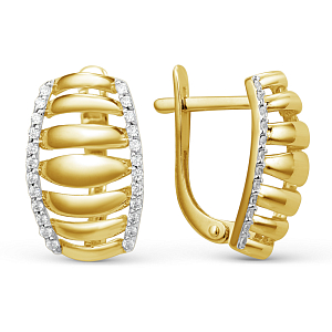 Серьги из желтого золота с фианитами