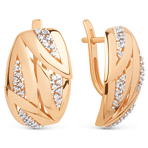 Серьги из красного золота с фианитами