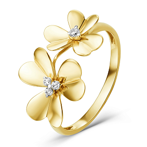 Кольцо из желтого золота с фианитами