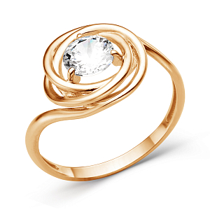 Кольцо из красного золота с фианитом