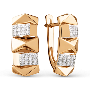 Серьги из красного золота с фианитами