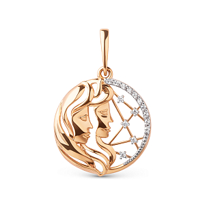 Подвеска из красного золота с фианитами